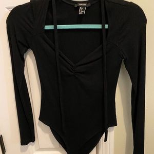 Forever 21 Black Ribbed Bodysuit